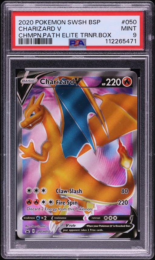 2020 Pokemon Sword & Shield Promo Champion's Path ETB Full Art Charizard V #50 PSA 9 MINT