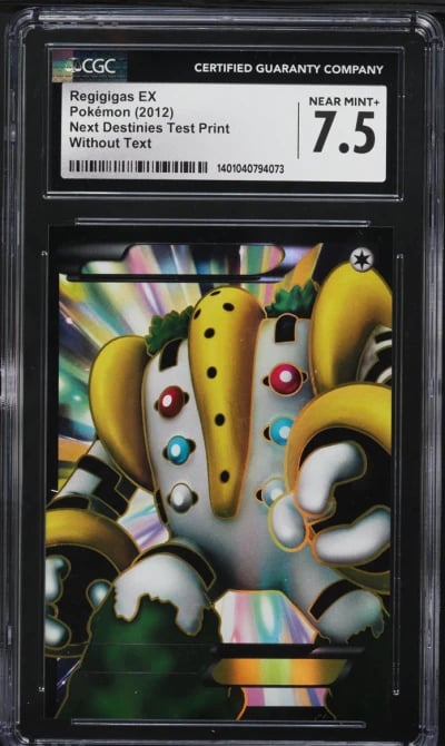 2012 Pokemon BW Next Destinies Test Print Without Text Regigigas EX CGC 7.5