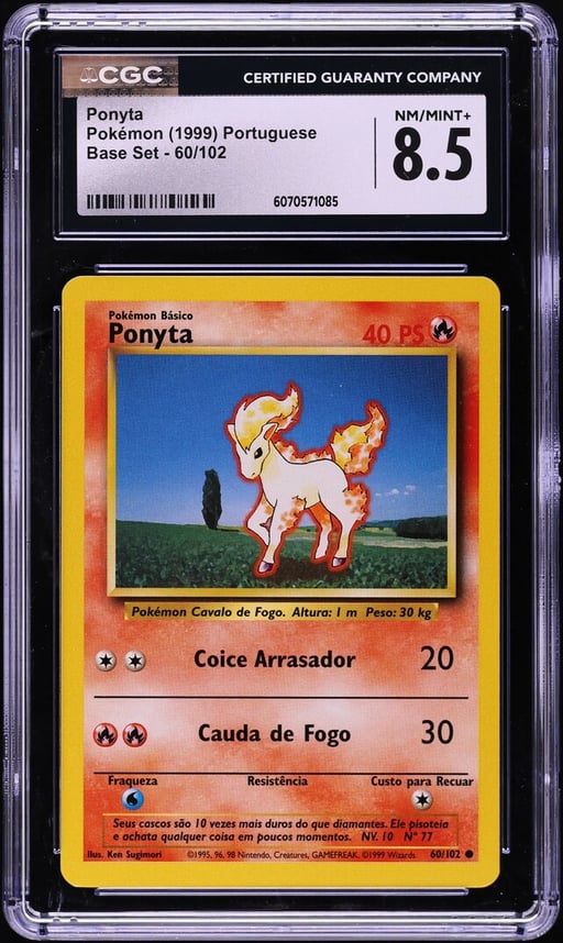 1999 Pokemon Portuguese Base Set Ponyta #60 CGC 8.5 NM-MT+