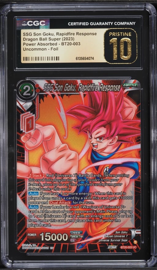 2023 Bandai Power Absorbed Foil SSG Son Goku, Rapidfire Response #BT20-003 CGC 10 PRISTINE