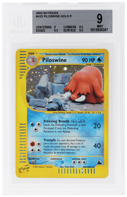 2003 Skyridge English Holo Piloswine #H22 BGS 9