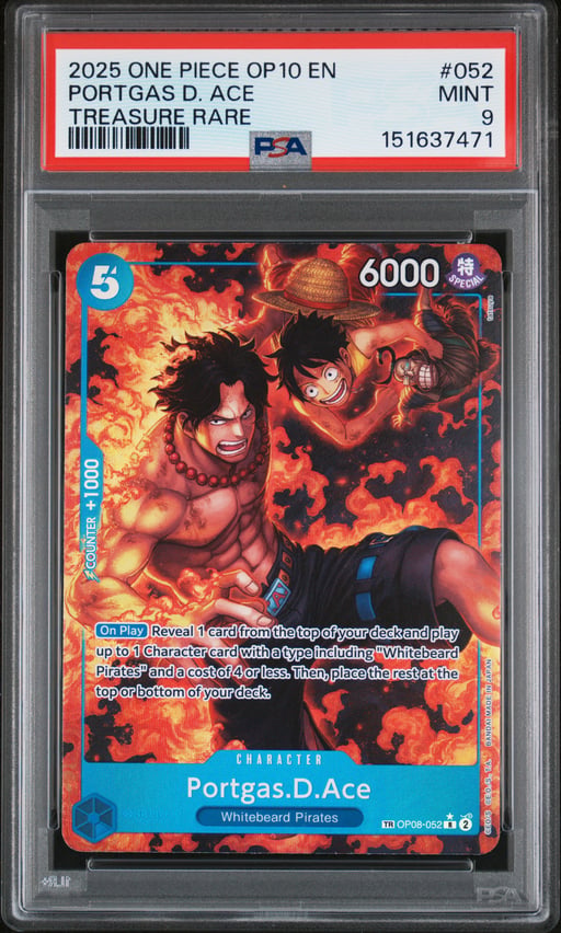 2025 ONE PIECE OP10-ROYAL BLOOD 052 PORTGAS D. ACE TREASURE RARE PSA 9