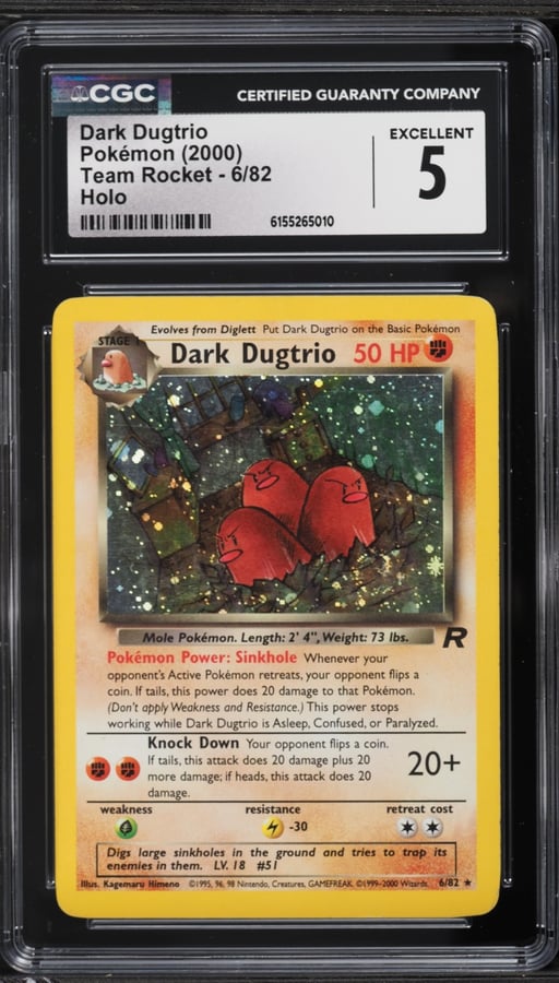 2000 Pokemon Team Rocket Holo Dark Dugtrio #6 CGC 5 EX