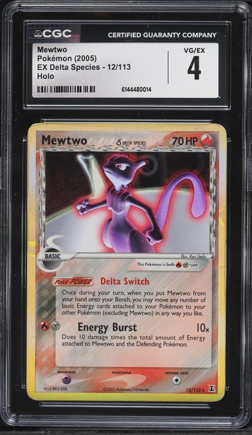 2005 Pokemon EX Delta Species Holo Mewtwo #12 CGC 4 VGEX