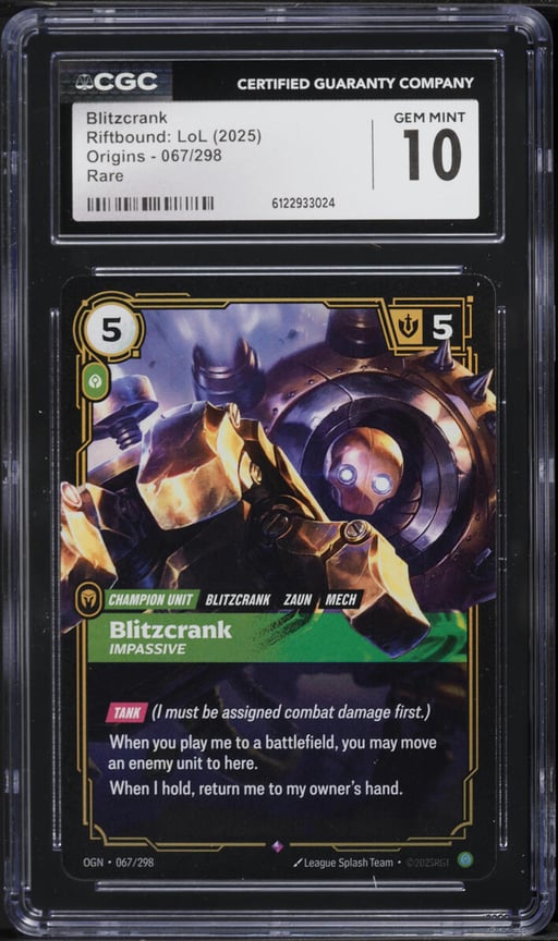 2025 Riftbound League Of Legends LoL Origins Blitzcrank #67 CGC 10 GEM MINT