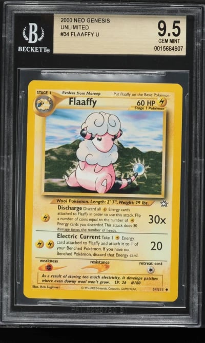 2000 Pokemon Neo Genesis Unlimited Flaaffy #34 BGS 9.5 GEM MINT
