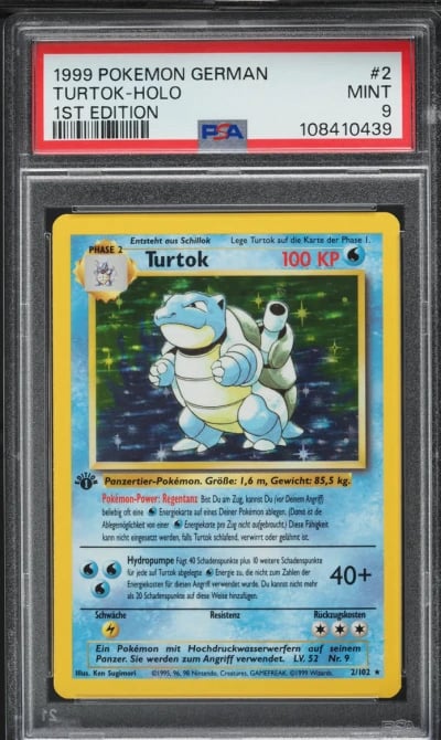 1999 Pokemon German Base Set 1st Edition Holo Blastoise #2 PSA 9 MINT