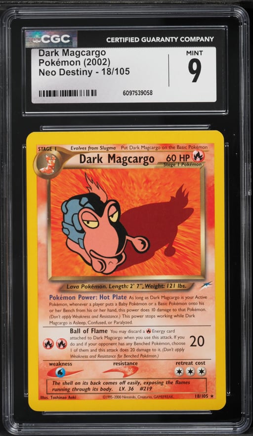 2002 Pokemon Neo Destiny Dark Magcargo #18 CGC 9 MINT