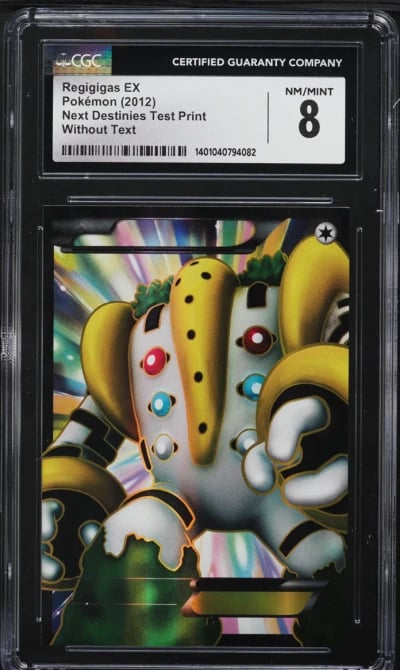 2012 Pokemon BW Next Destinies Test Print Without Text Regigigas EX CGC 8 NM-MT