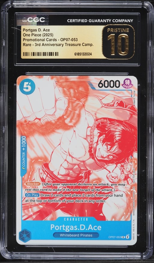 2025 One Piece Promo 3rd Anniversary Treasure Camp. Portgas D. Ace #OP07-053 CGC 10 PRISTINE