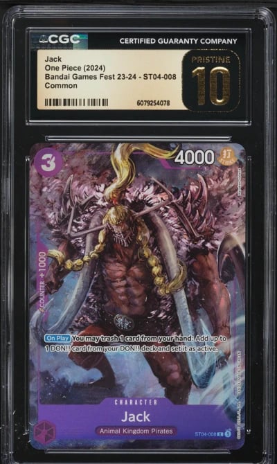 2024 One Piece Bandai Games Fest Jack #ST04-008 CGC 10 PRISTINE
