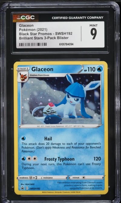 2021 Pokemon SWSH Black Star Promo Brilliant Stars Glaceon #SWSH192 CGC 9 MINT