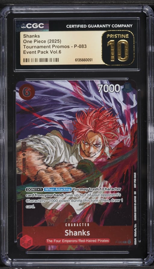 2025 One Piece Tournament Promo Event Pack Vol. 6 Shanks #P-083 CGC 10 PRISTINE