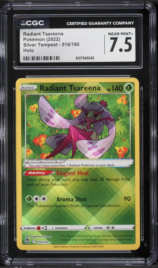 2022 Pokemon Sword & Shield Silver Tempest Holo Radiant Tsareena #16 CGC 7.5 NRMT+