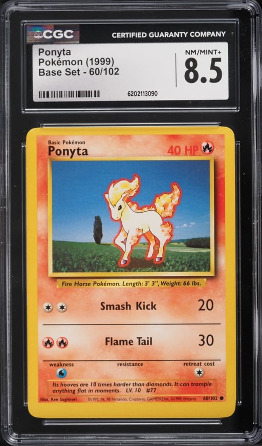 1999 Pokemon Base Set Ponyta #60 CGC 8.5 NM-MT+