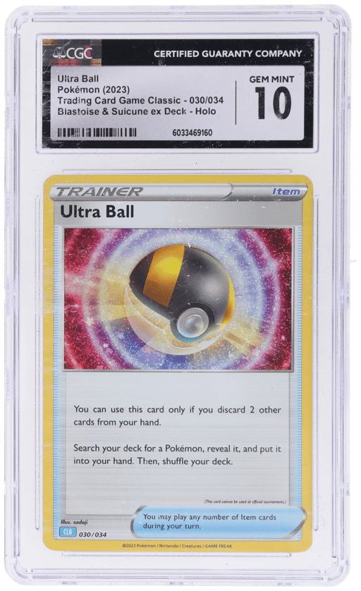 2023 Pokemon Trading Card Game Classic Blastoise and Suicune Ex Deck Ultra Ball #030 CGC 10
