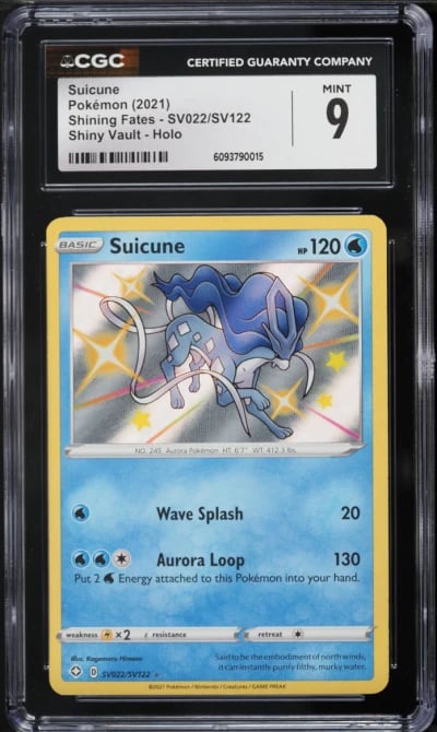 2021 Pokemon Sword & Shield Shining Fates Shiny Holo Suicune #SV022 CGC 9 MINT