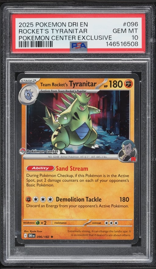 2025 Pokemon Scarlet & Violet Destined Rivals Center Holo Team Rocket's Tyranitar #96 PSA 10