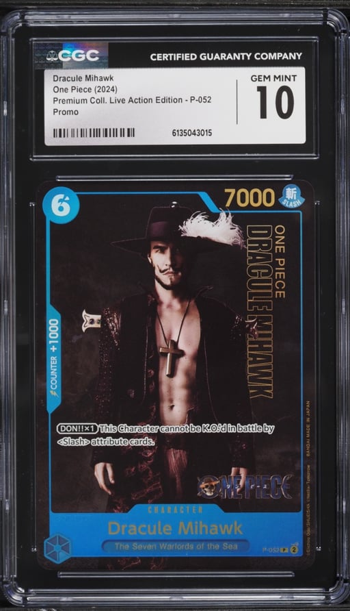 2024 One Piece Promo Premium Live Action Edition Dracule Mihawk #P-052 CGC 10 GEM MINT