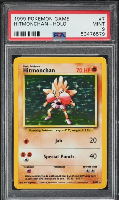1999 Pokemon Base Set Holo Hitmonchan #7 PSA 9 MINT