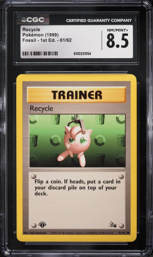 1999 Pokemon Fossil 1st Edition Recycle #61 CGC 8.5 NM-MT+