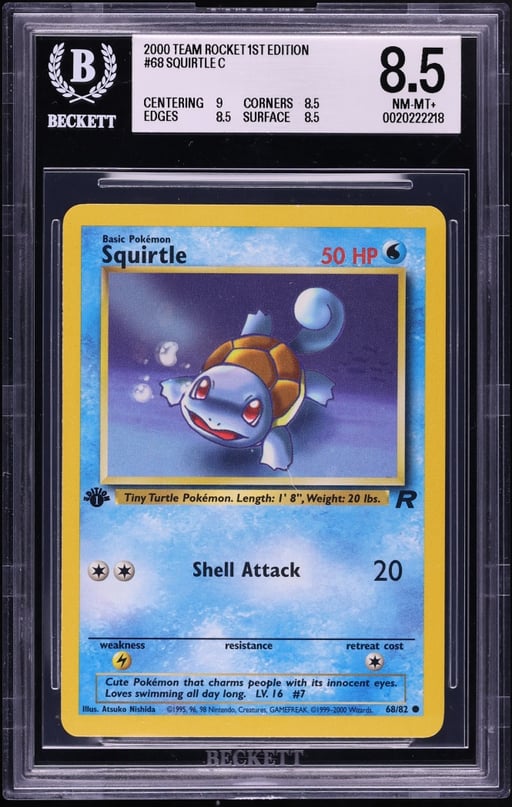 2000 Pokemon Team Rocket 1st Edition Squirtle #68 BGS 8.5 NM-MT+