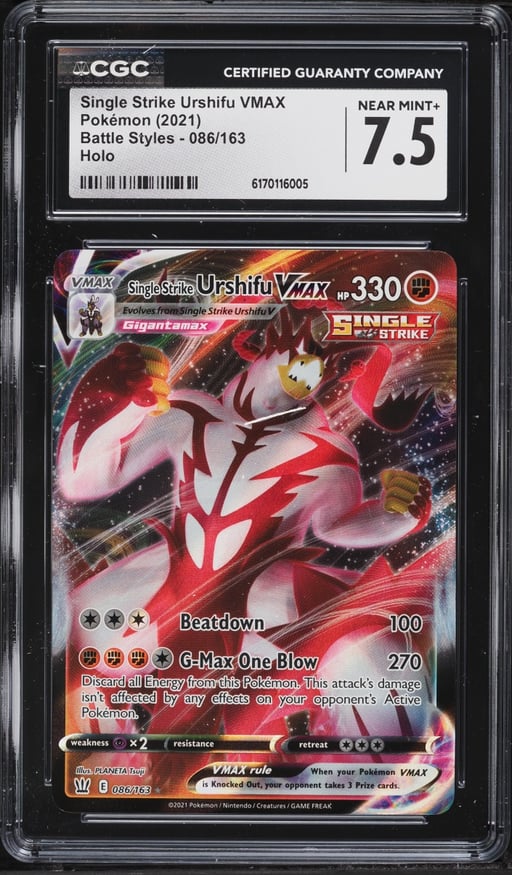 2021 Pokemon Sword & Shield Battle Styles Single Strike Alt Art Urshifu VMAX #86 CGC 7.5 NRMT+