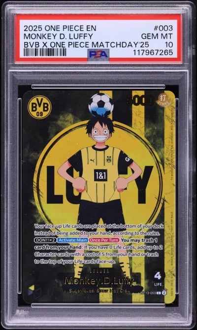 2025 One Piece Promos BVB Match Day '25 Monkey D. Luffy L #ST13-003 PSA 10 GEM