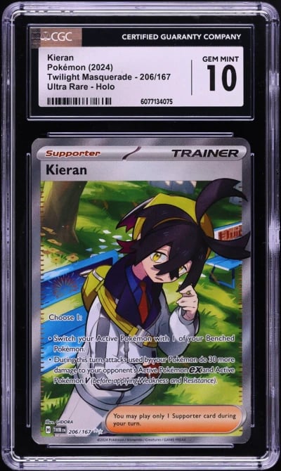 2024 Pokemon SV Twilight Masquerade Full Art Kieran #206 CGC 10 GEM MINT