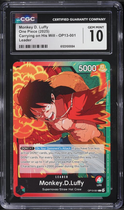 2025 One Piece Carrying on His Will Monkey D. Luffy #OP13-001 CGC 10 GEM MINT