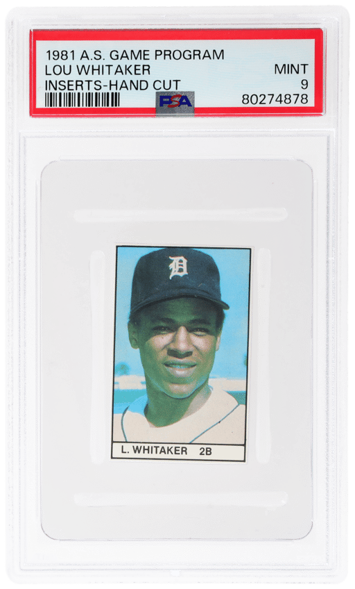 1981 All-Star Game Program Inserts Hand Cut Lou Whitaker PSA 9