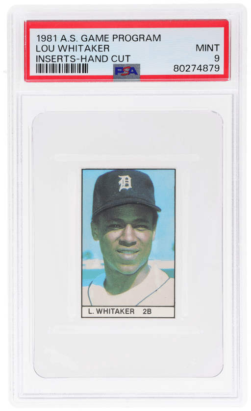 1981 All-Star Game Program Inserts Hand Cut Lou Whitaker PSA 9
