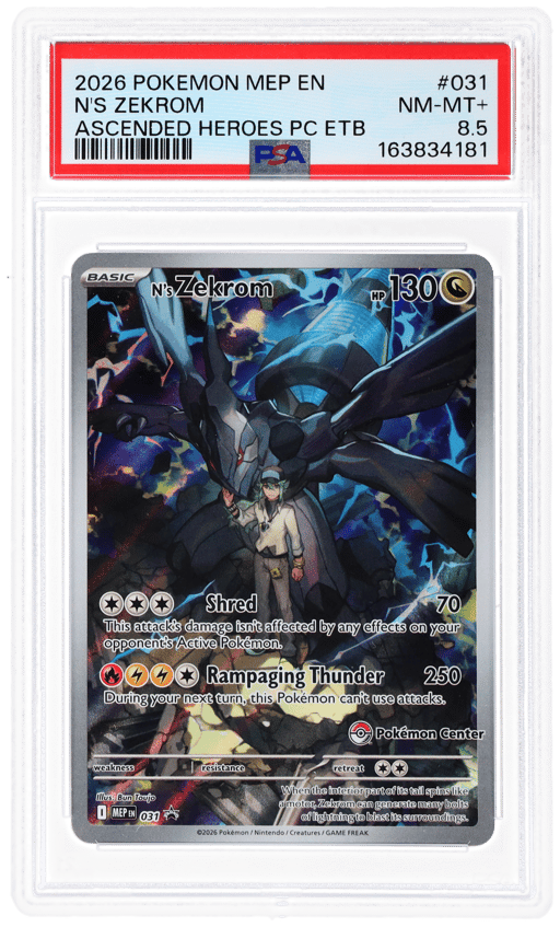 2026 Pokemon Mega Evolution Ascended Heroes Pokemon Center Elite Trainer Box N's Zekrom #031 PSA 8.5