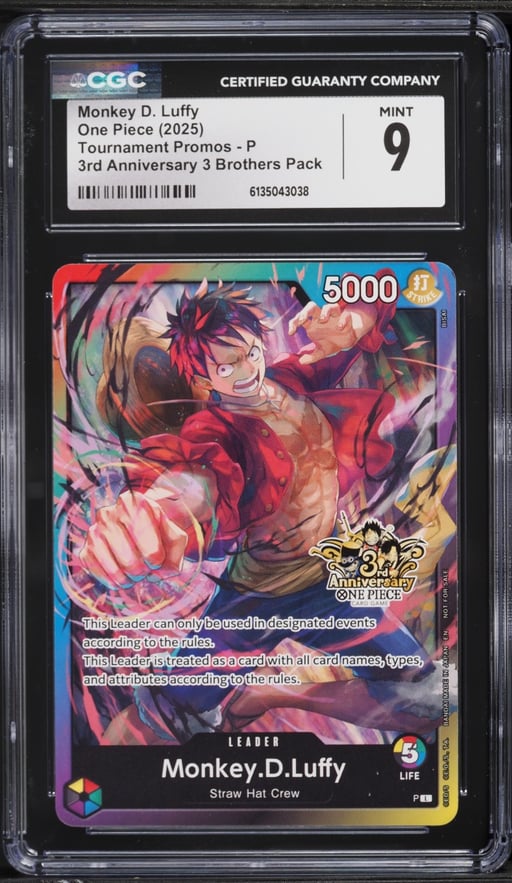 2025 One Piece Tournament Promo 3rd 3 Brothers Leader Monkey D. Luffy CGC 9 MINT