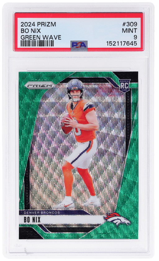 2024 Panini Prizm Green Wave Bo Nix #309 PSA 9