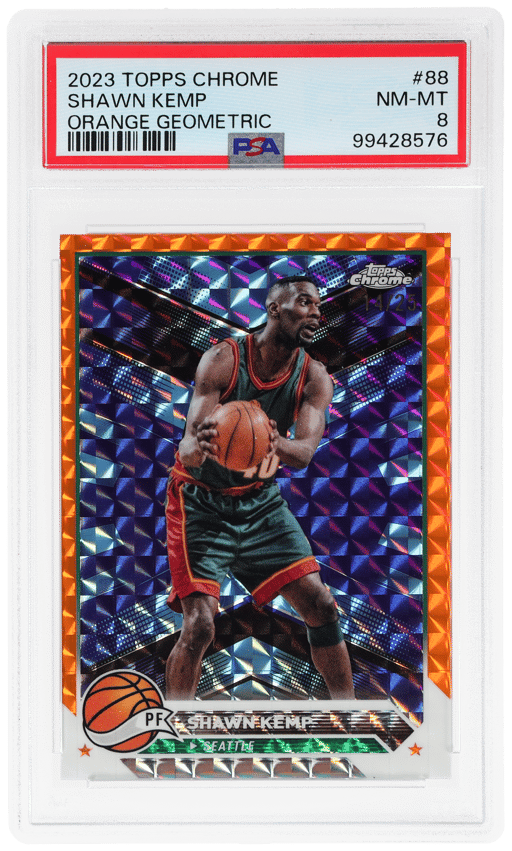 2023 Topps Chrome Orange Geometric Refractor Shawn Kemp #88 11/25 PSA 8