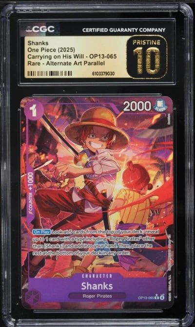 2025 One Piece Japanese Carrying On His Will Alt Art Shanks #OP13-065 CGC 10 PRISTINE