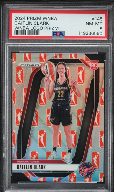 2024 Panini Prizm WNBA Logo Caitlin Clark ROOKIE #145 PSA 8 NM-MT