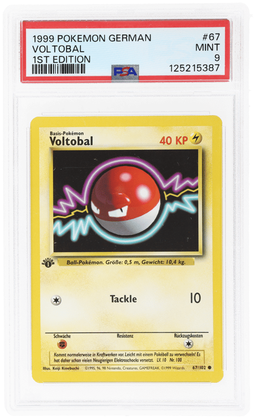 1999 Pokemon Base Set German 1st Edition Voltorb #67 PSA 9