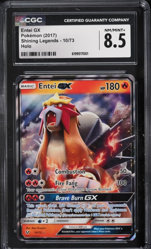 2017 Pokemon Sun & Moon Shining Legends Holo Entei GX #10 CGC 8.5 NM-MT+