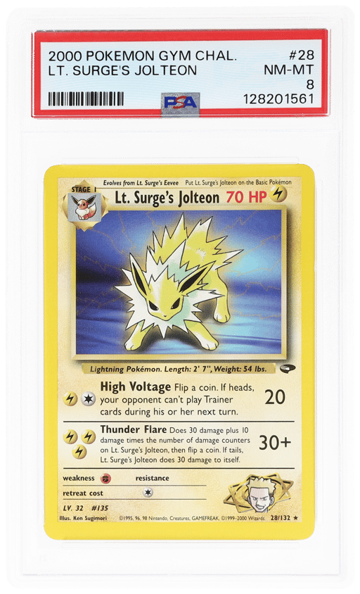 2000 Pokemon Gym Challenge Lt. Surge's Jolteon #28 PSA 8