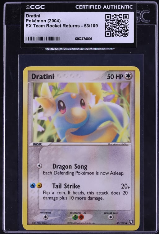 2004 Pokemon EX Team Rocket Returns Dratini #53 CGC AUTH