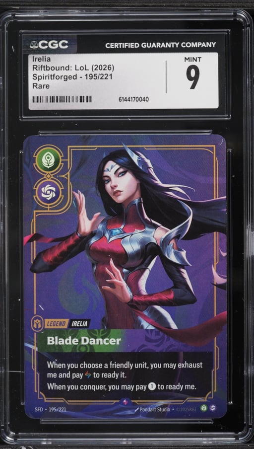 2026 Riftbound League Of Legends Spiritforged Irelia #195 CGC 9 MINT