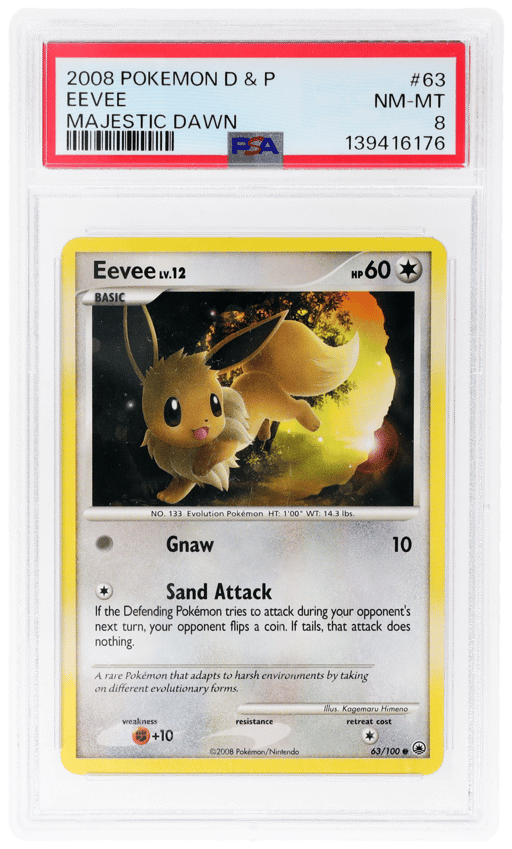 2008 Pokemon Diamond and Pearl Majestic Dawn Eevee #63 PSA 8