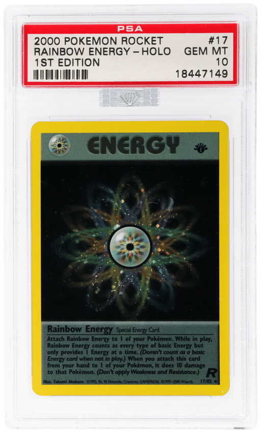 2000 Pokemon Team Rocket 1st Edition Holo Rainbow Energy #17 PSA 10