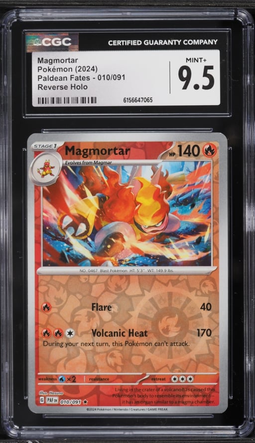 2024 Pokemon Scarlet & Violet Paldean Fates Reverse Holo Magmortar #010 CGC 9.5 MINT+