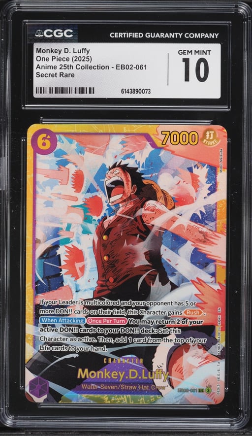 2025 One Piece Japanese Anime 25th Collection SEC Monkey D. Luffy #EB02-061 CGC 10 GEM MINT