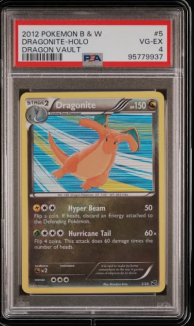 2012 POKEMON B&W DRAGON VAULT #5 DRAGONITE-HOLO PSA 4