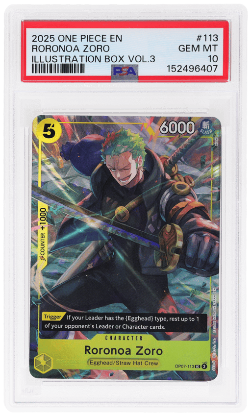 2025 One Piece Promo Illustration Box Volume 3 Roronoa Zoro #OP07-113 PSA 10