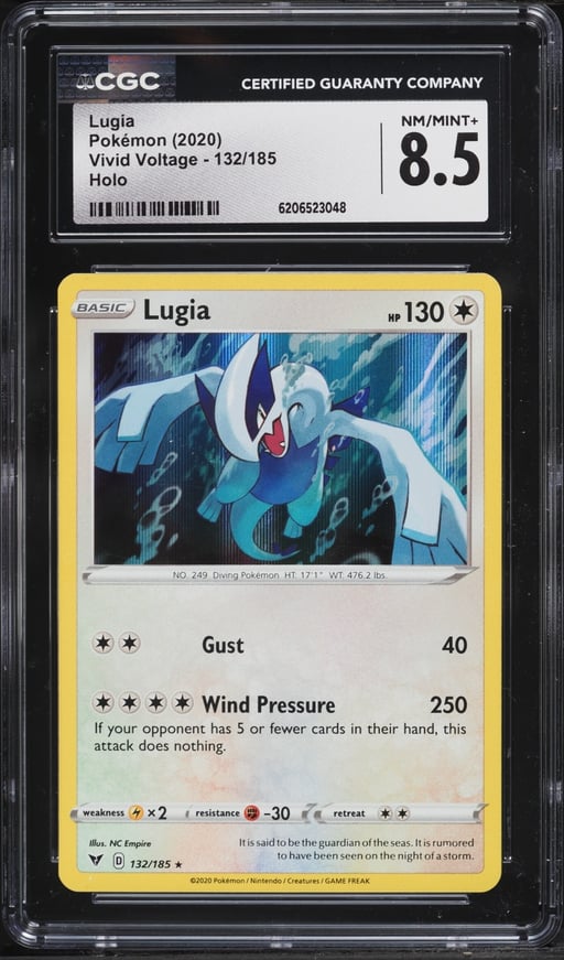 2020 Pokemon Sword & Shield Vivid Voltage Holo Lugia #132 CGC 8.5 NM-MT+